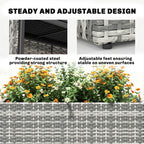 Tall Rectangular Planter with Removable Liner, Holes, PE Wicker Large Planter Box for Indoor Outdoor Plants, Gray