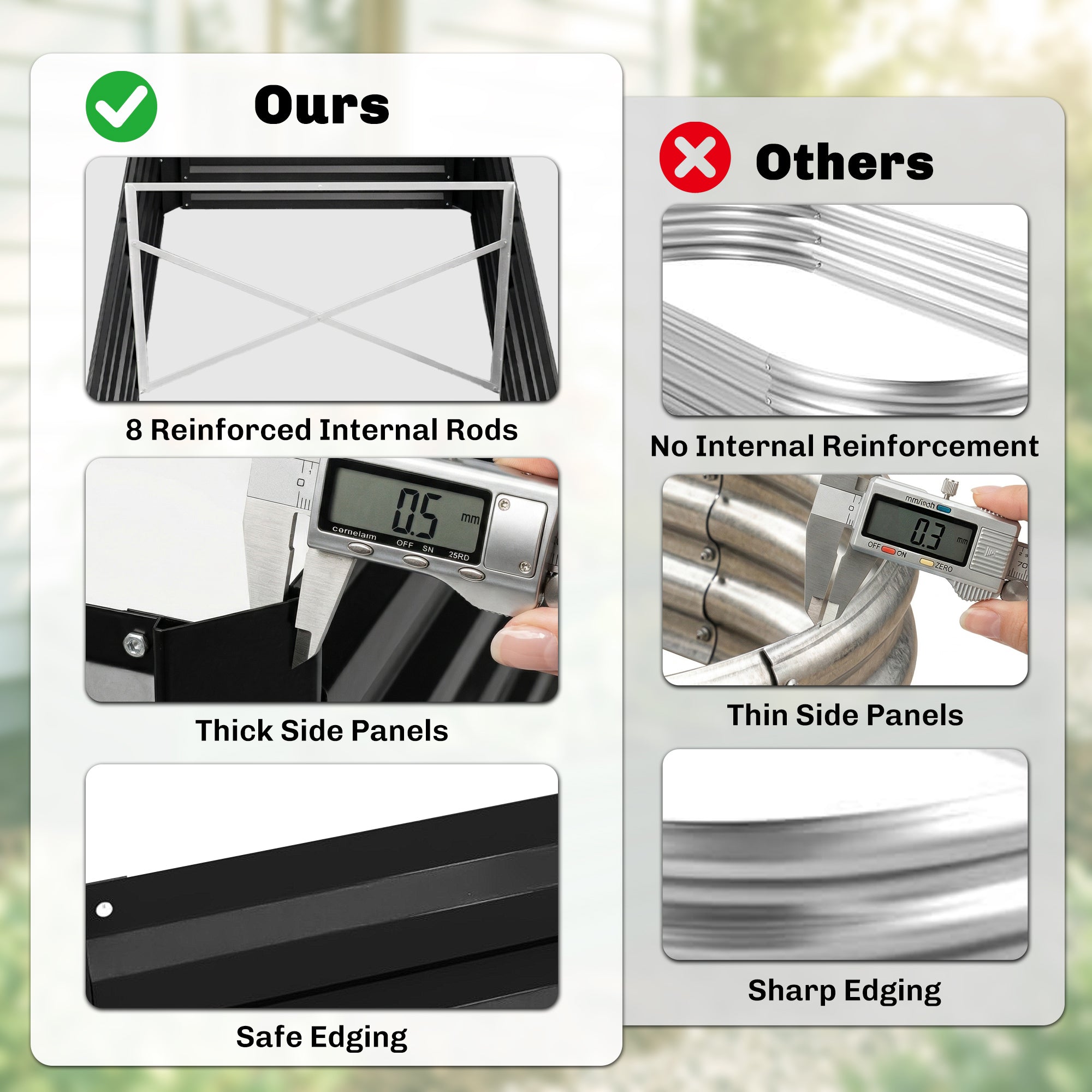 Galvanized Raised Garden Bed, Steel Outdoor Planters with Reinforced Rods, 71" x 36" x 23", Black