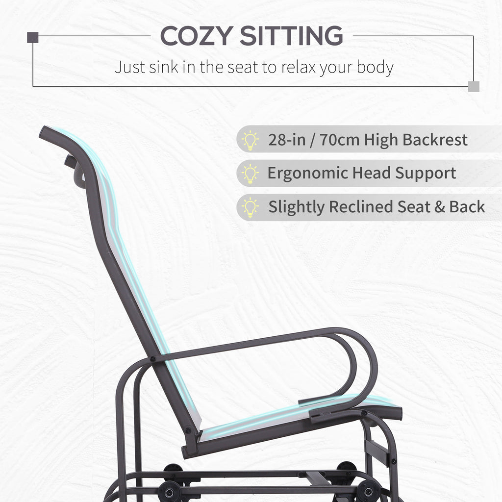 Gliding Lounger Chair, Single Rocker with Lightweight Metal & Mesh Construction, White
