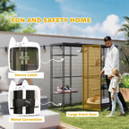Weld Wire Catio Outdoor Indoor with Waterproof Cover, 4 Jumping Platforms, Hammock, for 1-3 Kittens, 69" x 22" x 62"