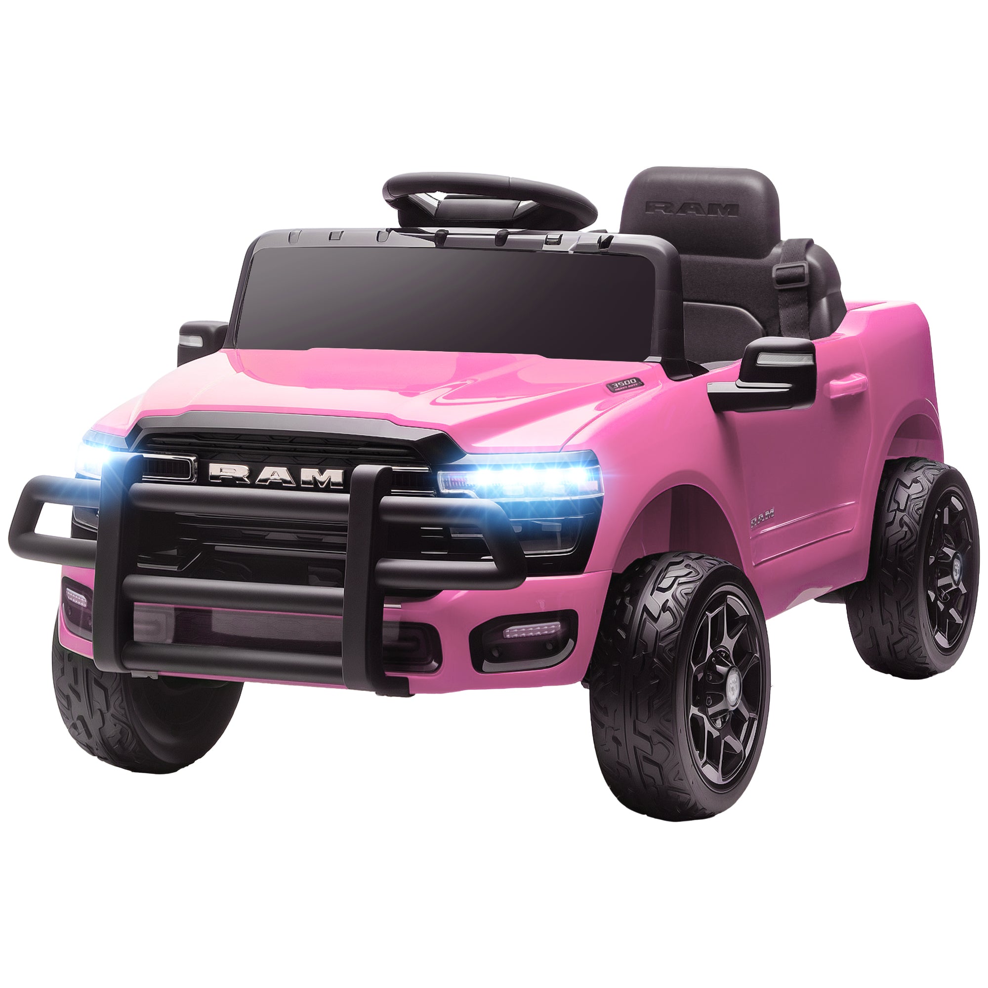 12V Kids Ride on Car, Licensed RAM 3500 Ride on Toys with Dual Motors, Remote Control for Toddlers, Pink