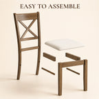 Dining Chairs Set of 2, Upholstered Kitchen Chairs with Rubberwood Frame, Padded Seat and X-Back, Walnut
