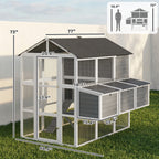 77" Large Chicken Coop for 6-8 Chickens, Outdoor Wooden Hen House Poultry Cage with Run, Nesting Boxes, Waterproof Roof