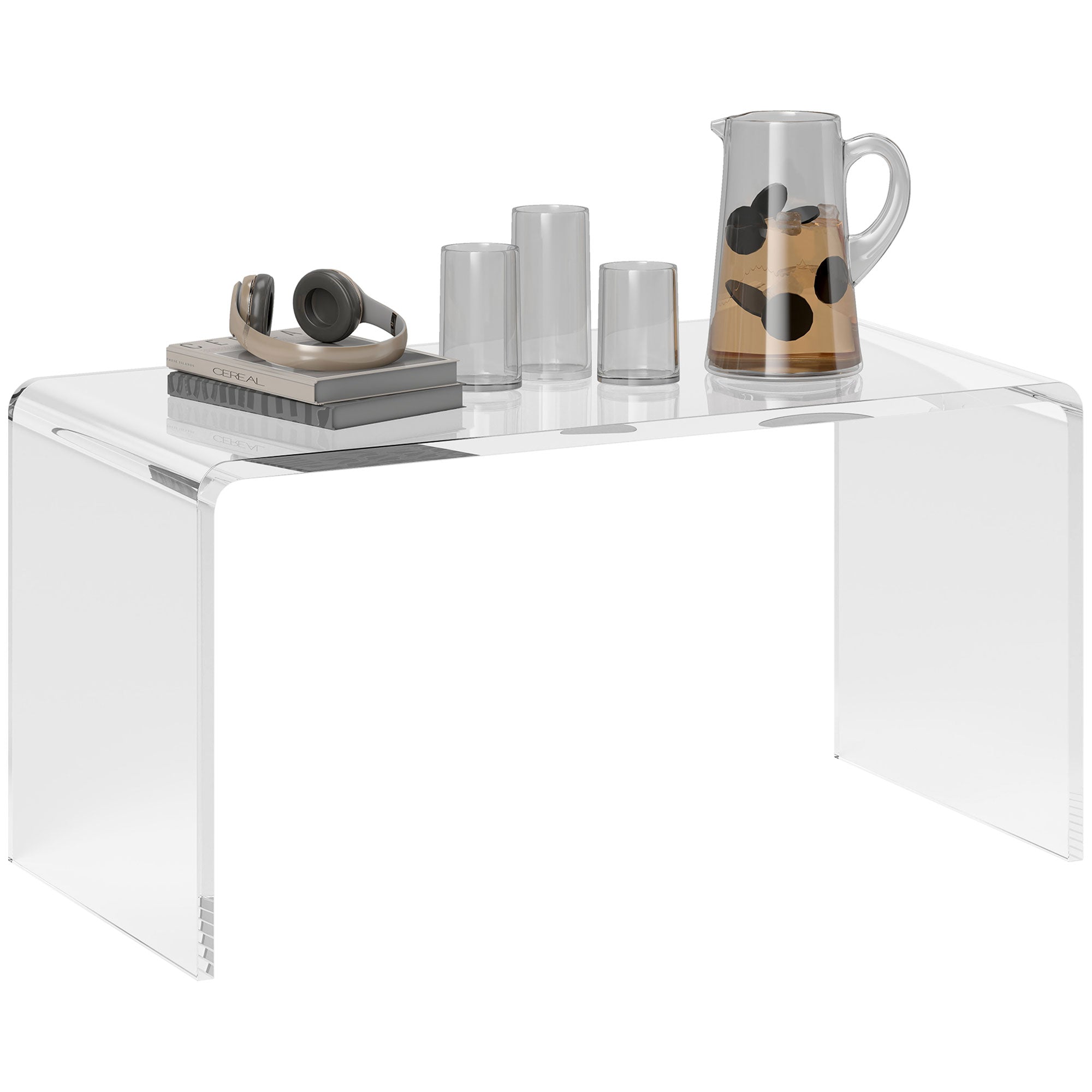 32" Acrylic Coffee Table, 0.6" Thick Rectangle Waterfall Center Table for Living Room, Modern, No Assembly Required, Clear