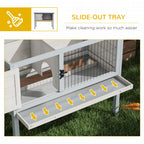 Elevated Rabbit Hutch, Wooden Bunny Cage with Hinged Asphalt Roof and Removable Tray, for Indoor/Outdoor, Gray