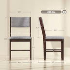 Modern Dining Chairs Set of 4, Linen Fabric Kitchen Chairs with Rubberwood Legs for Dining Room, Living Room, Gray