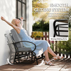 Outdoor Glider Bench, 2-Person Patio Rocker Loveseat with Tufted Cushions, Steel Frame for Porch, Garden Backyard, Gray