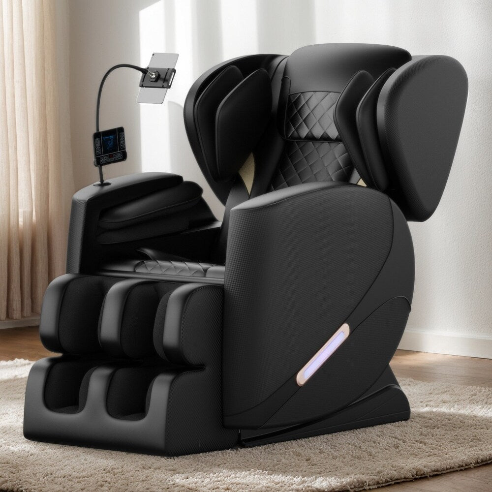 Zero Gravity Massage Chair Recliner with Full Body Air Pressure, Heating Functions, Bluetooth Audio, Adjustable Footrest, 49"L x 20" W x 40.5" H, Black