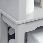 Modern Over The Toilet Storage Cabinet, Double Door Bathroom Organizer with Inner Adjustable Shelf and Open Shelf, Gray