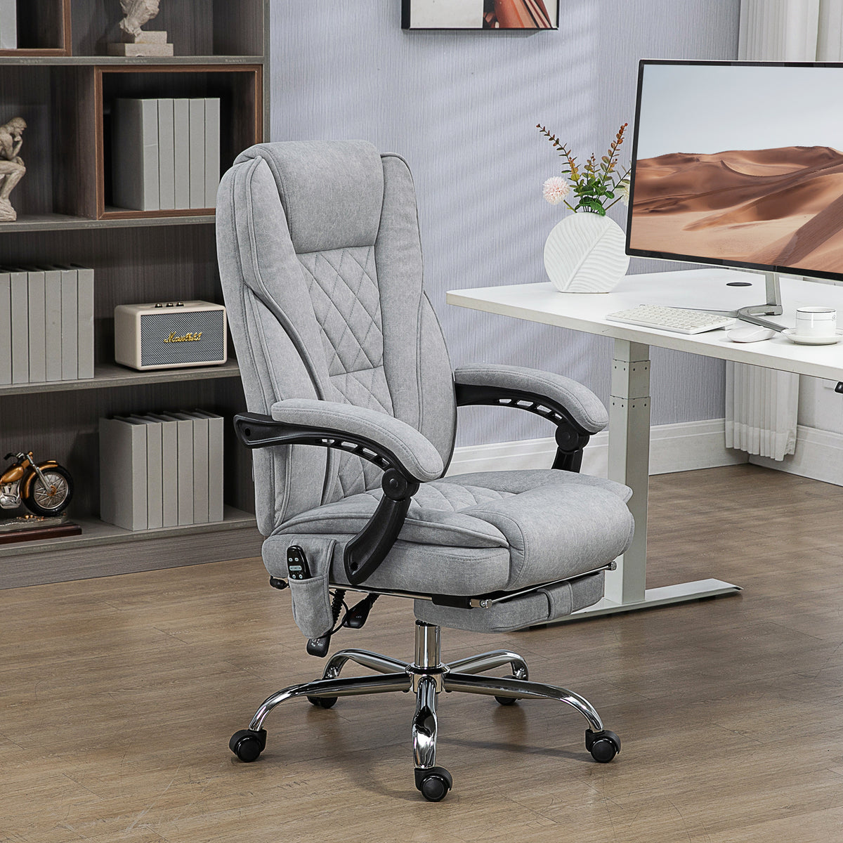 Massage Office Chair, Heated Reclining Computer Chair with Adjustable Height and Footrest