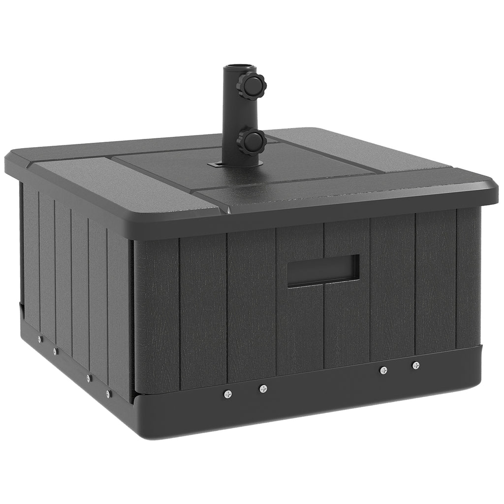 3-in-1 Outdoor Umbrella Base with Wheels and Handles, End Table, Flower Box Planter with Hole, 175 lbs. Capacity, Black