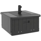3-in-1 Outdoor Umbrella Base with Wheels and Handles, End Table, Flower Box Planter with Hole, 175 lbs. Capacity, Black