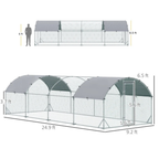 Large Metal Chicken Coop with Waterproof and Anti-UV Cover for Yard, Outdoor, Duck, Rabbit, 9.2' x 24.9' x 6.5'