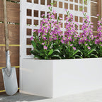 Galvanized Raised Garden Bed Planter Box with Trellis for Climbing Plants, Vegetable, Vines, 43" x 16" x 70", White