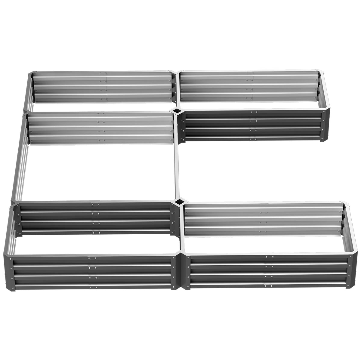 Steel Raised Garden Bed, Set of 5 Large Box Planters for Outdoor Plants Vegetables Flowers Herbs, 8x8x1ft, Gray
