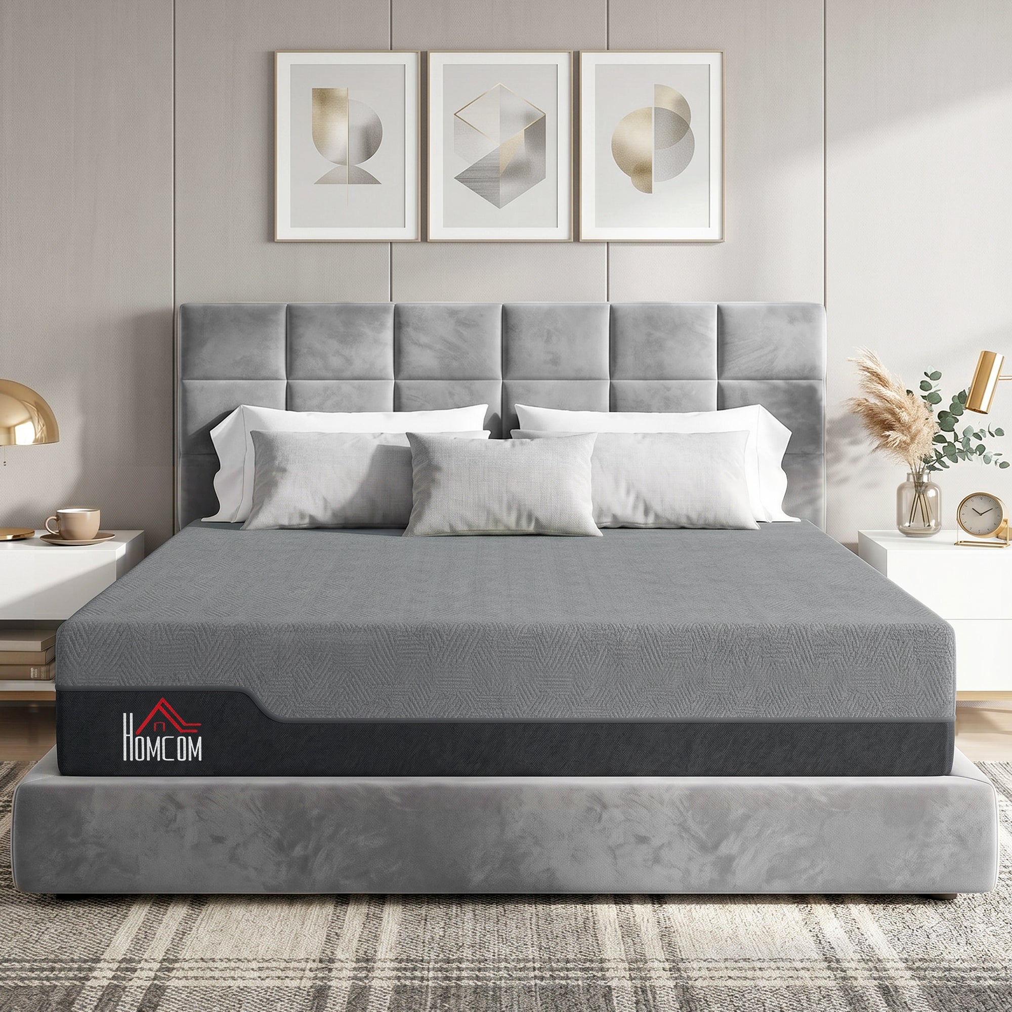 King Mattress, 12 Inch Memory Foam Mattress for Pressure Relief, Graphene Gel Cooling Copper Bed in a Box, Made in USA