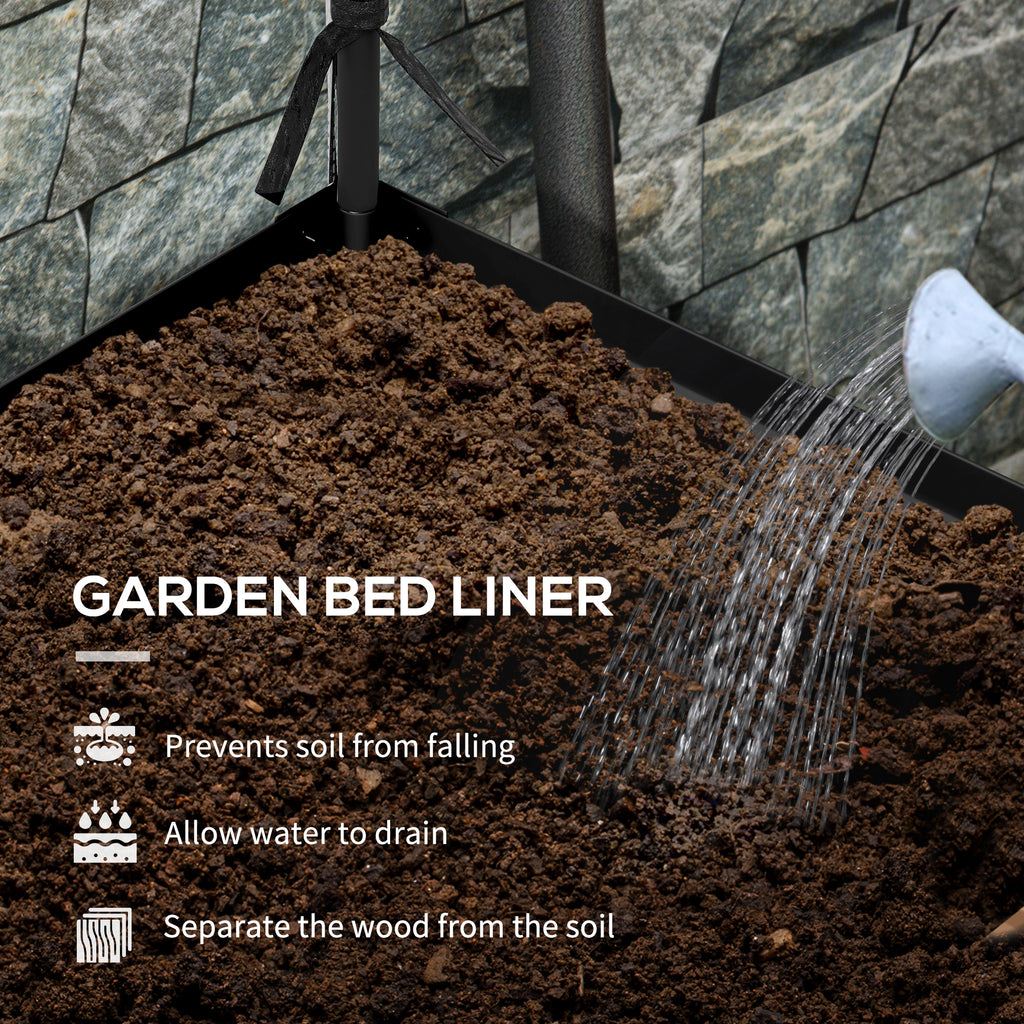 Raised Garden Bed with Legs and Cover, Metal Elevated Planter Box with Bottom Shelf and Liner for Vegetables, Black