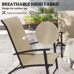 Set of 2 Outdoor Dining Chairs with High Back, Armrests, Folding Patio Chairs for Patio, Lawn, Camping, Beige