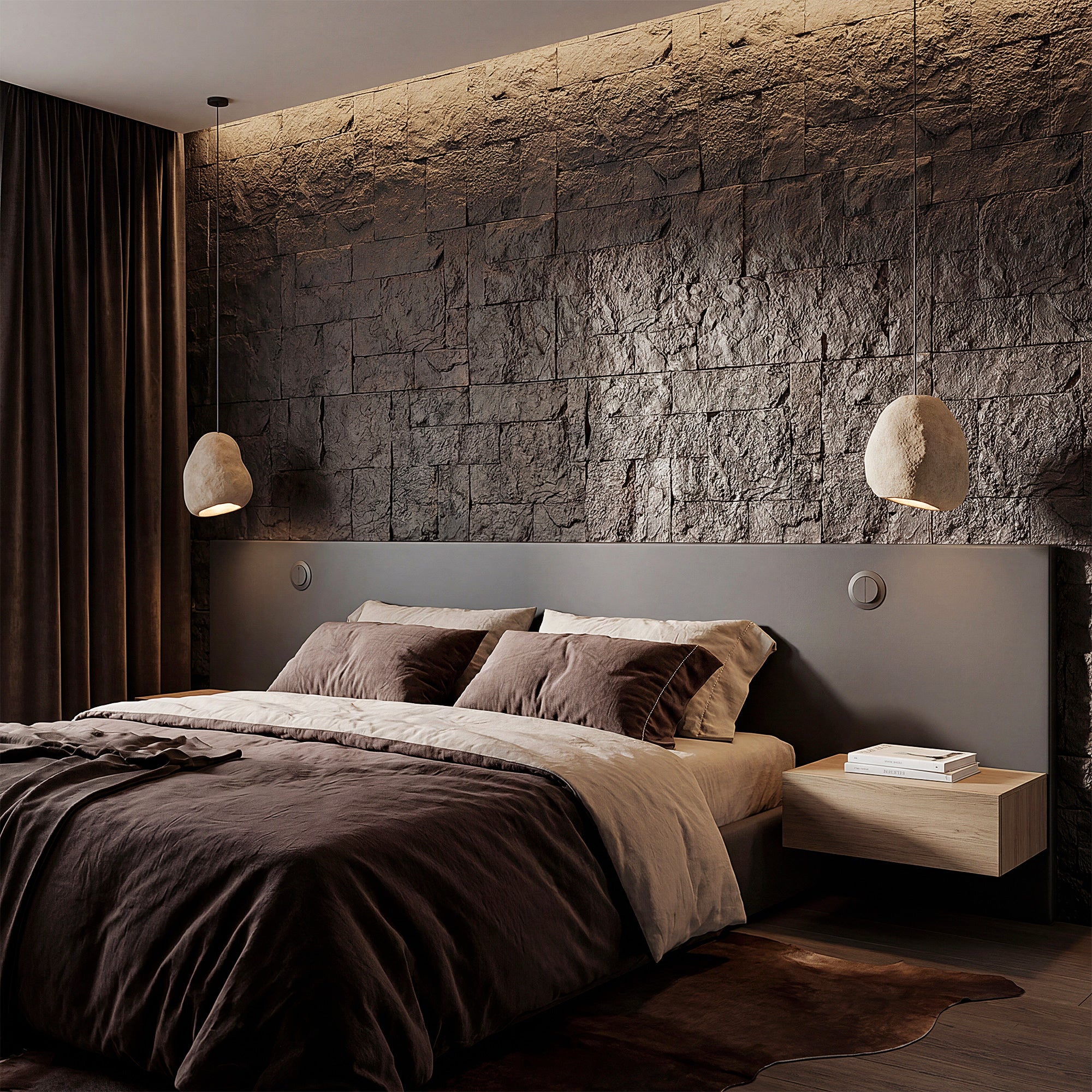8-Pack 3D Faux Stone Wall Panels, Lightweight Polyurethane Panels for Interior and Exterior Accent Walls, Black