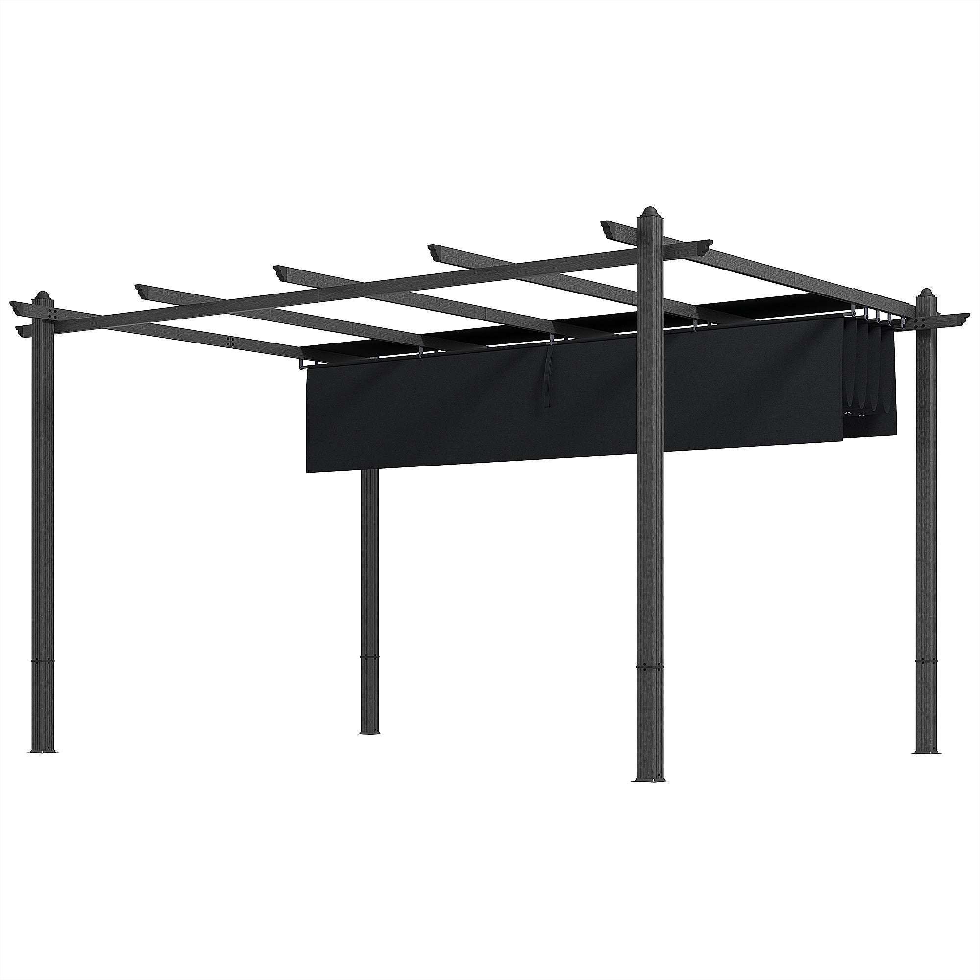 10' x 13' Retractable Pergola Canopy, Aluminum Pergola Sun Shade Shelter for Garden, Patio, Backyard, Deck, Gray
