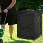 Garden Compost Bin 80 Gallon Outdoor Large Capacity Composter Fast Create Fertile Soil Aerating Box, Black