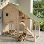55" L 2-Tier Wooden Rabbit Hutch Bunny Cage