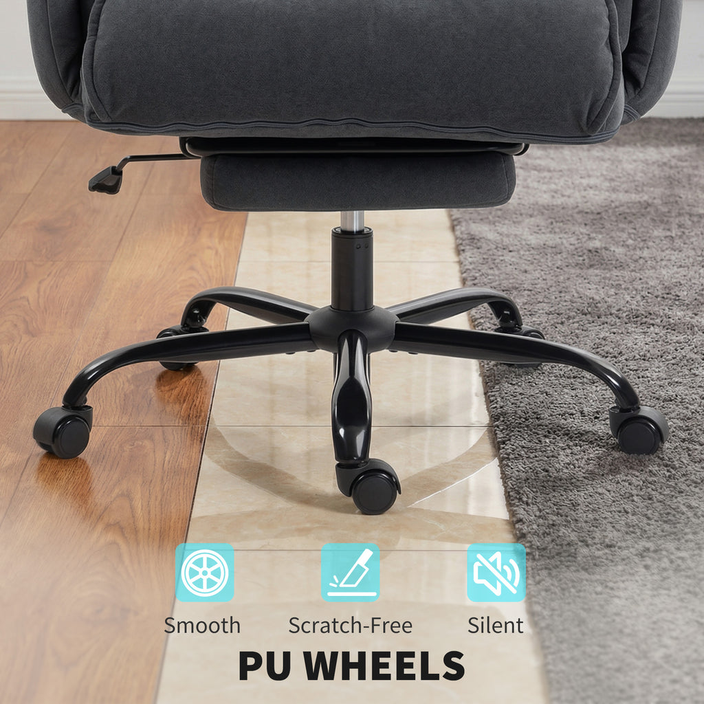 High Back Office Chair, Reclining Desk Chair with Footrest, High Resilience Foam, Rolling Wheels, Dark Gray