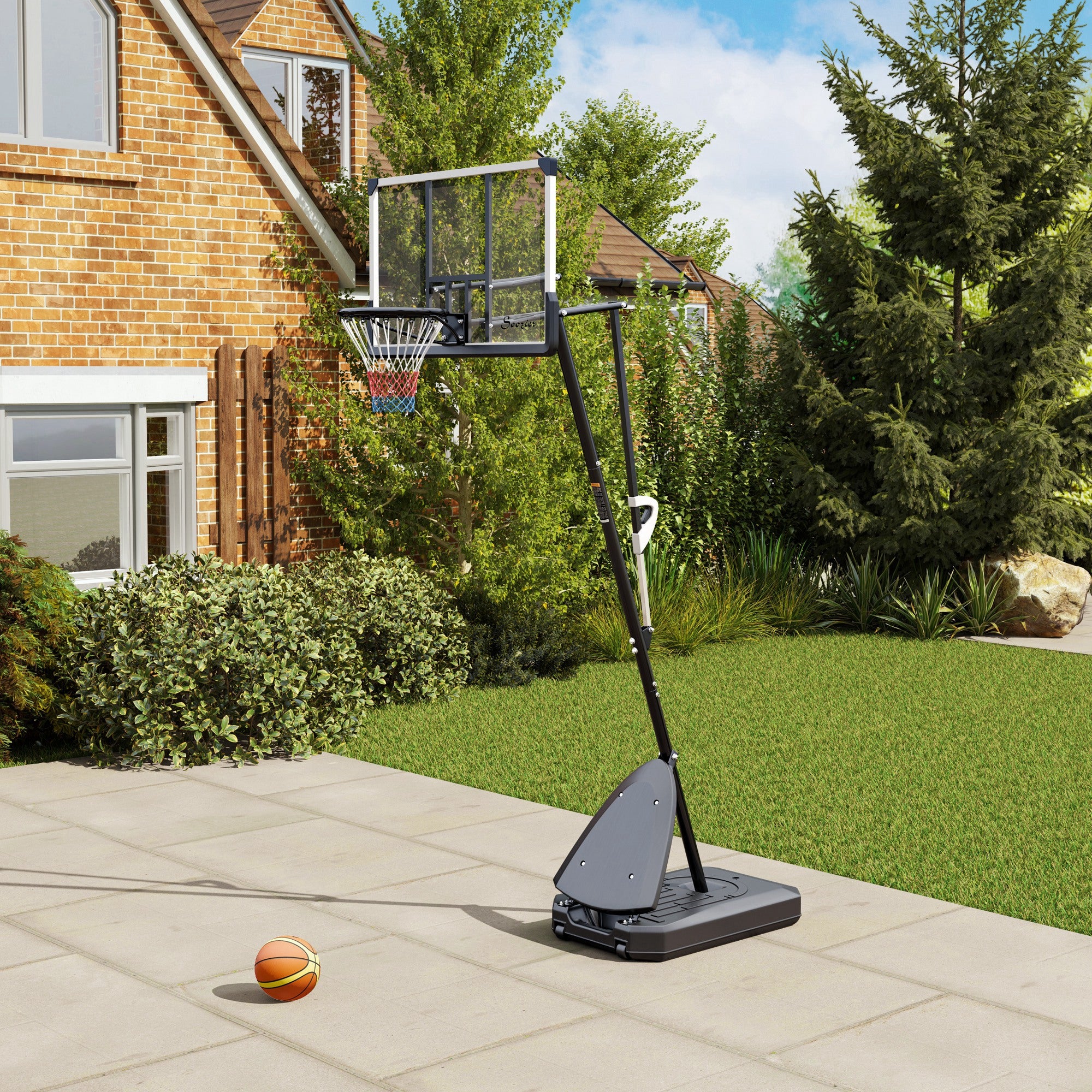 4.9-10' Basketball Stand, Freestanding Basketball System with 44" Shatterproof Backboard, Rebound System and Wheels