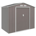 7' x 4' Outdoor Storage Shed, Garden Tool Metal Shed with Foundation Kit, Double Lockable Door, Air Vents and Sloping Roof, for Backyard, Patio, Lawn, Gray