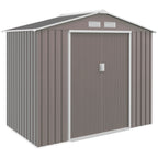 7' x 4' Outdoor Storage Shed, Garden Tool Metal Shed with Foundation Kit, Double Lockable Door, Air Vents and Sloping Roof, for Backyard, Patio, Lawn, Gray