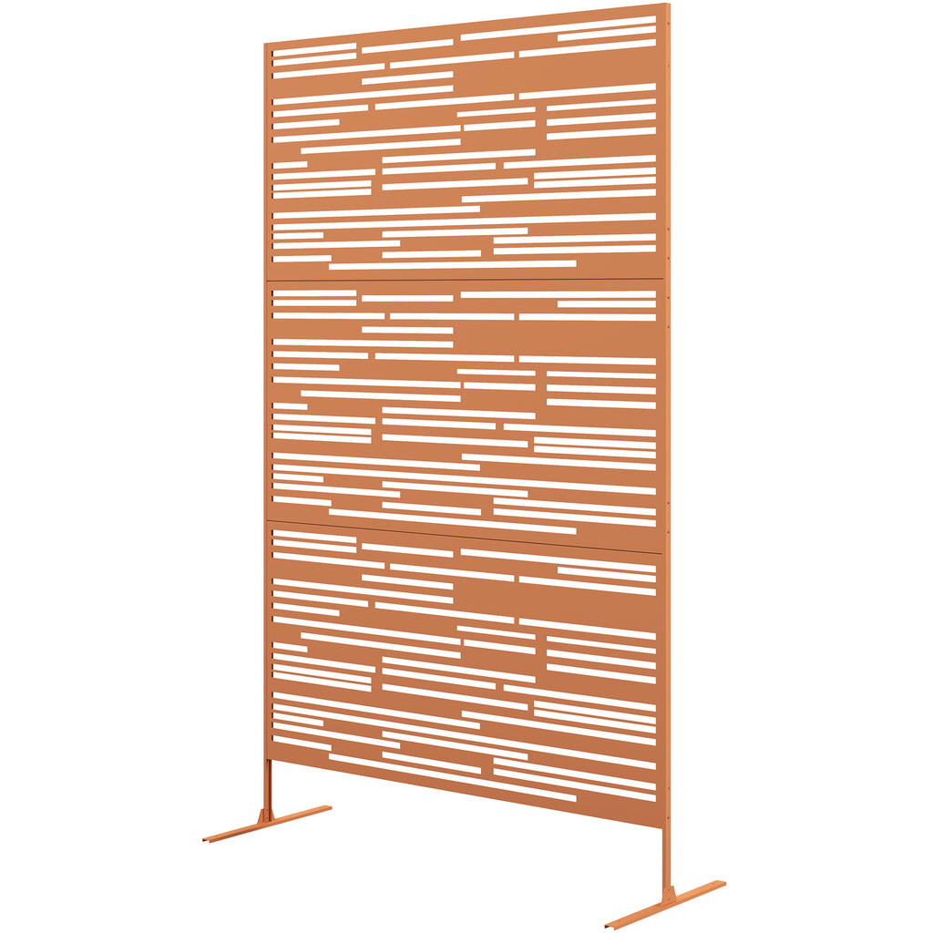 78" H x 48" W Metal Outdoor Privacy Screen, Freestanding Decorative Privacy Fence Screen for Balcony, Brown
