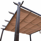 10' x 10' Outdoor Pergola Aluminum Gazebo w/ Retractable Canopy for Patio, Backyard, Party, Brown