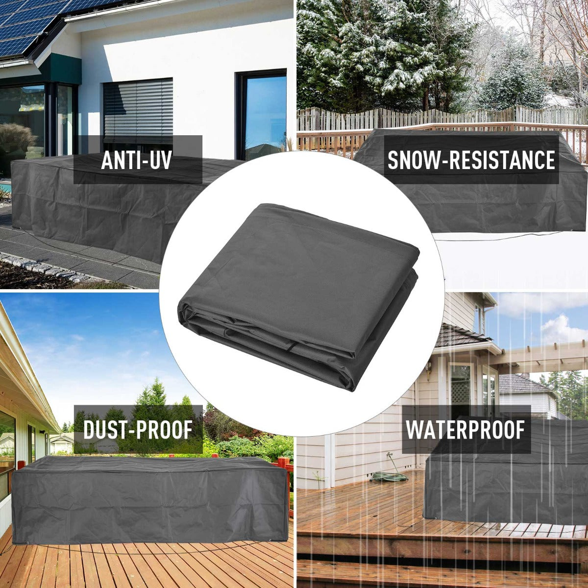 97" x 65" x 26" Weatherproof Outdoor Sectional Patio Furniture Cover with Ultimate Weather Protection, Gray