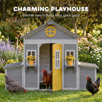 Wooden Chicken Coop, Hen House for 2-4 Hens, Outdoor Playhouse Poultry Cage with Nesting Boxes, Waterproof Roof, Windows