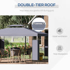 10' x 13' Patio Gazebo, Double Roof Outdoor Gazebo Canopy Shelter with Screen Decorate Corner Frame, for Garden, Lawn, Backyard and Deck, Gray