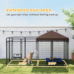 Dog Kennel Outdoor with Waterproof Canopy, Dog Run with Galvanized Chain Link, Secure Lock, for Backyard and Patio, Large and Medium Sized Breeds, Chickens, Ducks, 9.3' x 4.6' x 5.2'