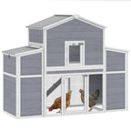 66.5" Large Chicken Coop, Wooden Chicken House with 2 Nesting Boxes, Sliding Tray & Ramp, for Backyard Farm