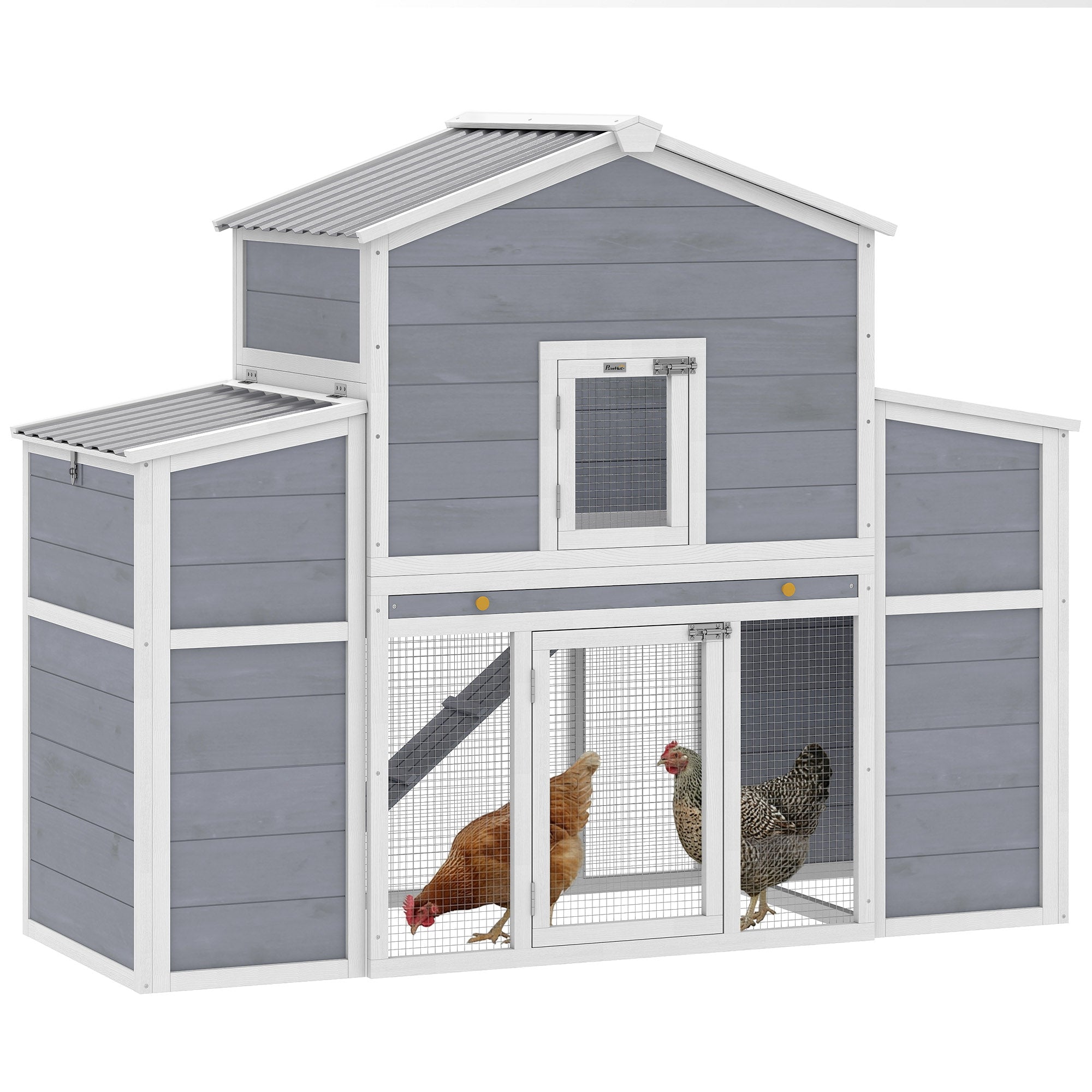 66.5" Large Chicken Coop, Wooden Chicken House with 2 Nesting Boxes, Sliding Tray & Ramp, for Backyard Farm