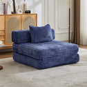 Compressed Sofa Convertible Floor Sofa Bed with Fixed-Shape Frame, Chenille Fabric, Modular Sofas for Small Spaces Single Chaise Longue for Apartments, 39.5" L x 39.5" W x 25" H, Dark Blue