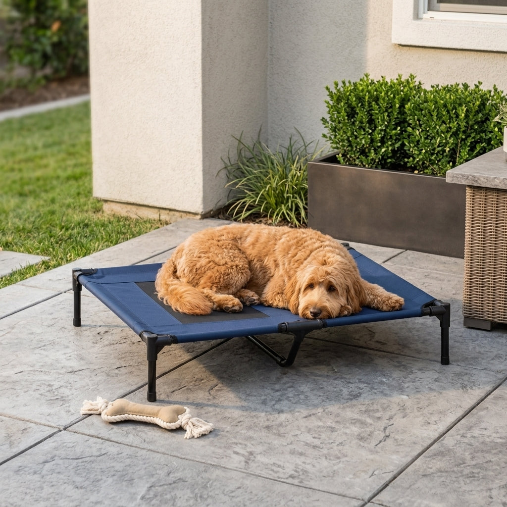 36" x 30" Elevated Cooling Summer Dog Cot Pet Bed with Mesh Ventilation - Blue