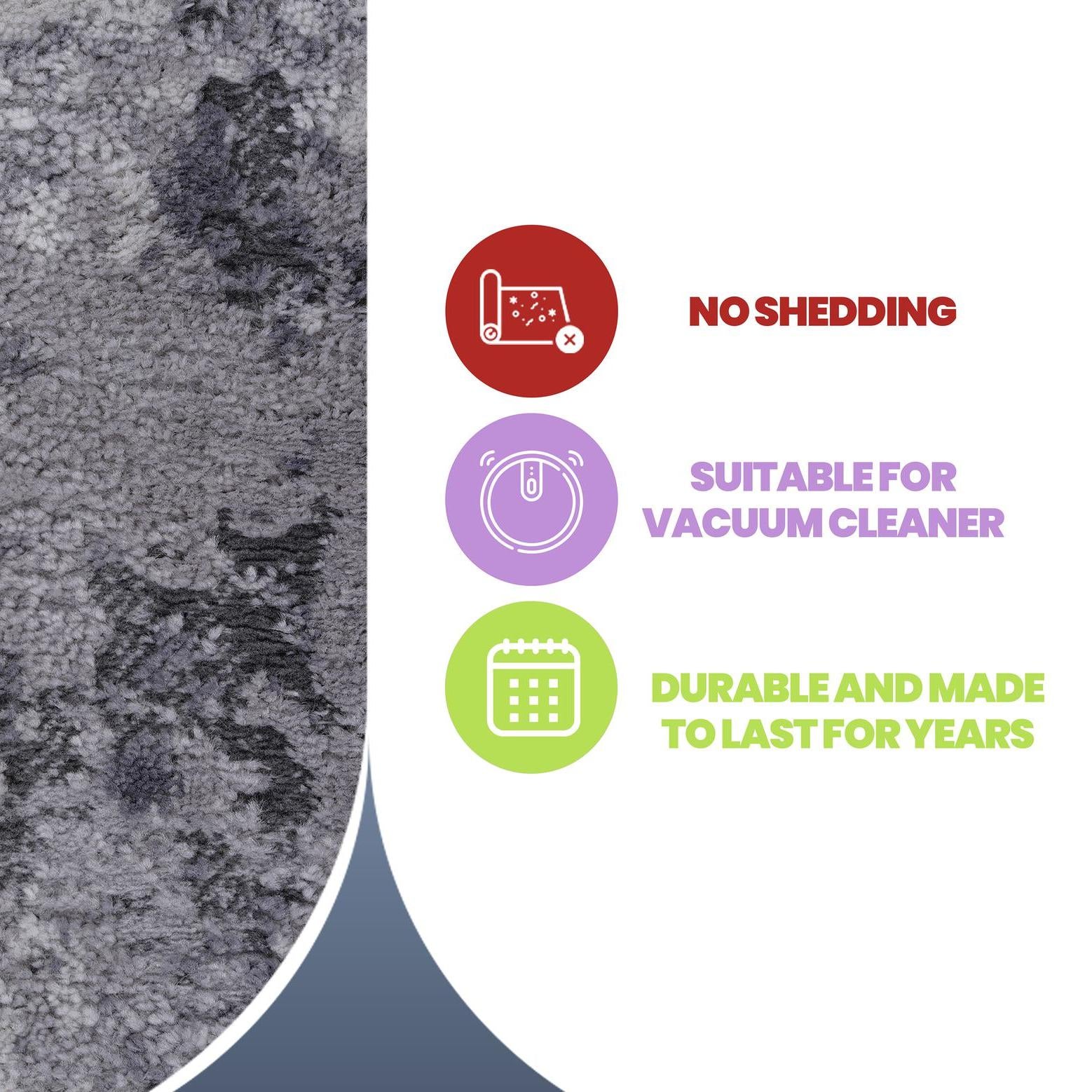 Naar 2x8 Stylish Stain-Resistant Area Rug with Non-Shedding Design, Carpet for Living Room, Bedroom, Home Office, 96" L x 26" W x 0.35" H, Gray