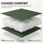 Folding Patio Chairs Set of 2, Padded High Back Lawn Camping Chairs with Armrests, 600D Oxford Fabric, Dark Green
