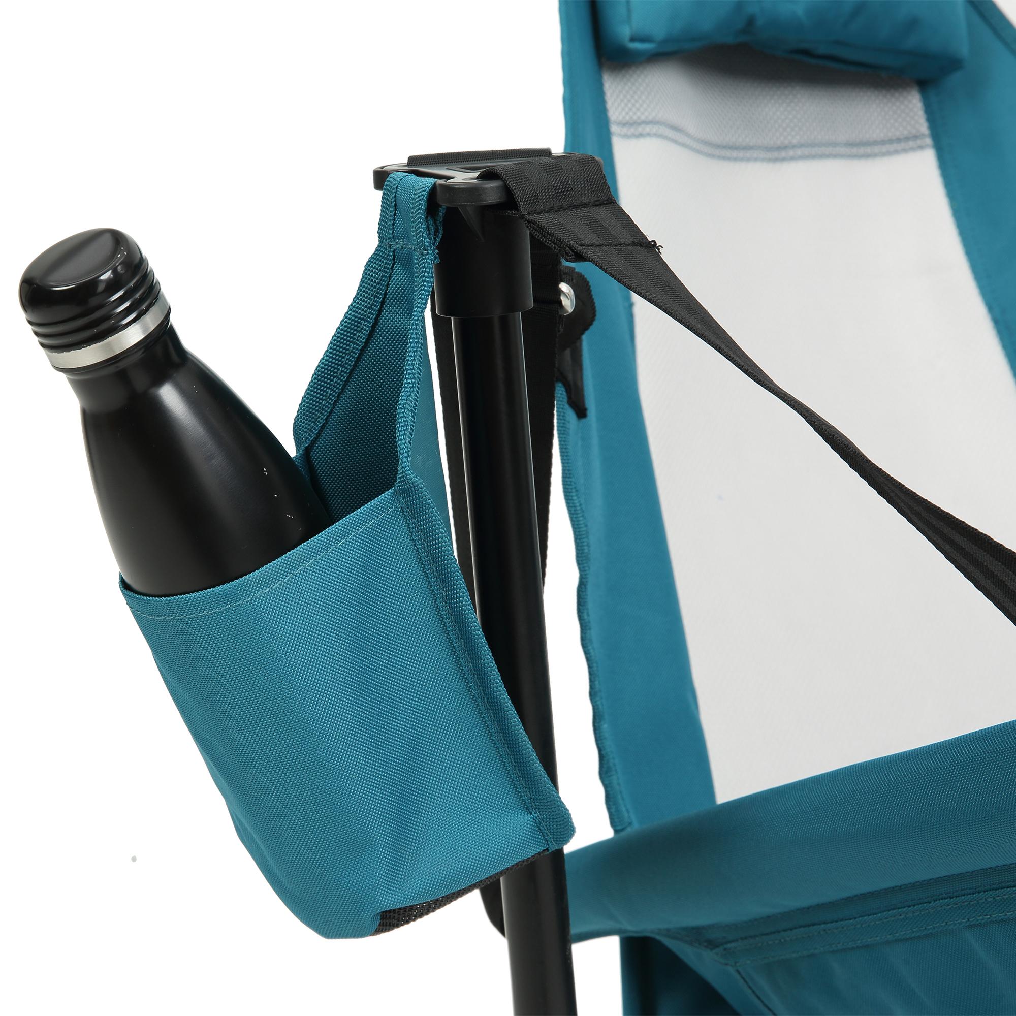 Set of 2 Hammock Camping Chair with Adjustable Back, Cup Holder, Carry Bag, Folding Portable Chairs with Pillow, 35" L x 38" W x 42" H, Blue