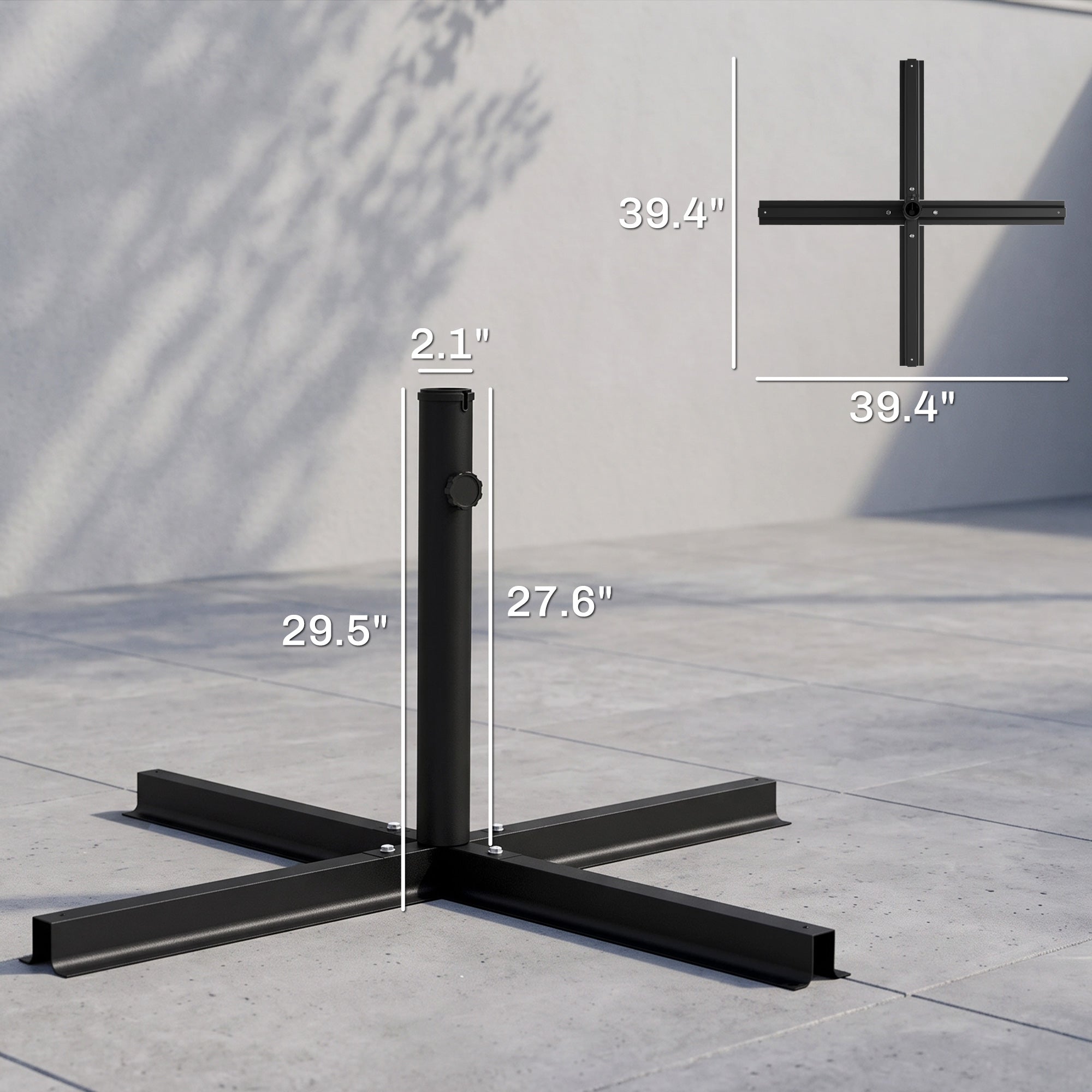 Outdoor Universal Cross Brace Stand for Small Offset Umbrella or Large Market Umbrella, Black