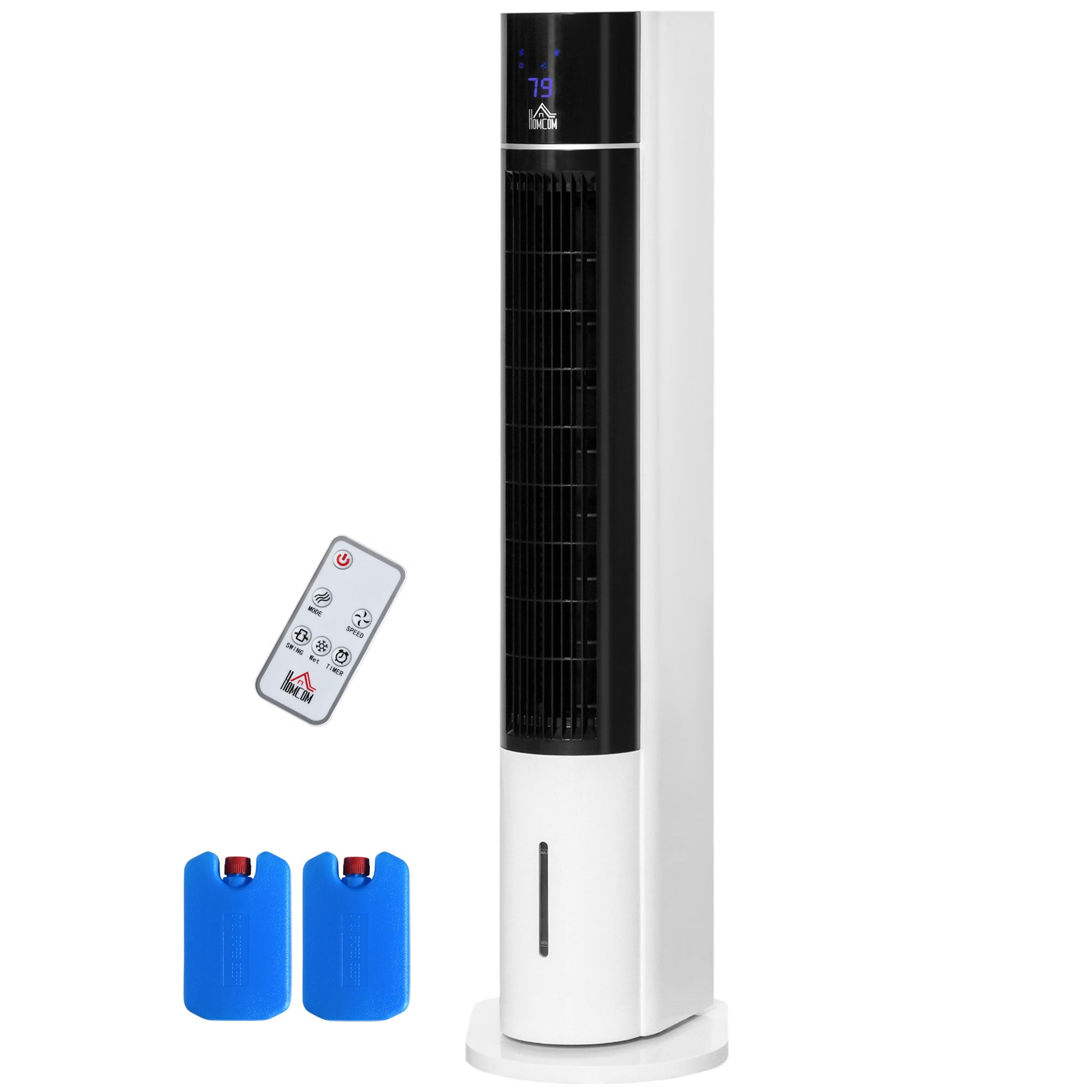 42" 3-In-1 Air Cooler, 52° Oscillating Portable Swamp Cooler with Humidifier, 3 Modes, 3 Speeds, 12H Time, White