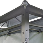 10' x 13' Outdoor Soft Top Gazebo Pergola with Curtains, 2-Tier Steel Frame Gazebo for Patio, Sage Gray
