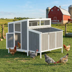 Chicken Coop, Wooden Chicken House for 4-6 Hens, Outdoor Hen House with Nesting Box, Pull-Out Tray and Weatherproof Roof