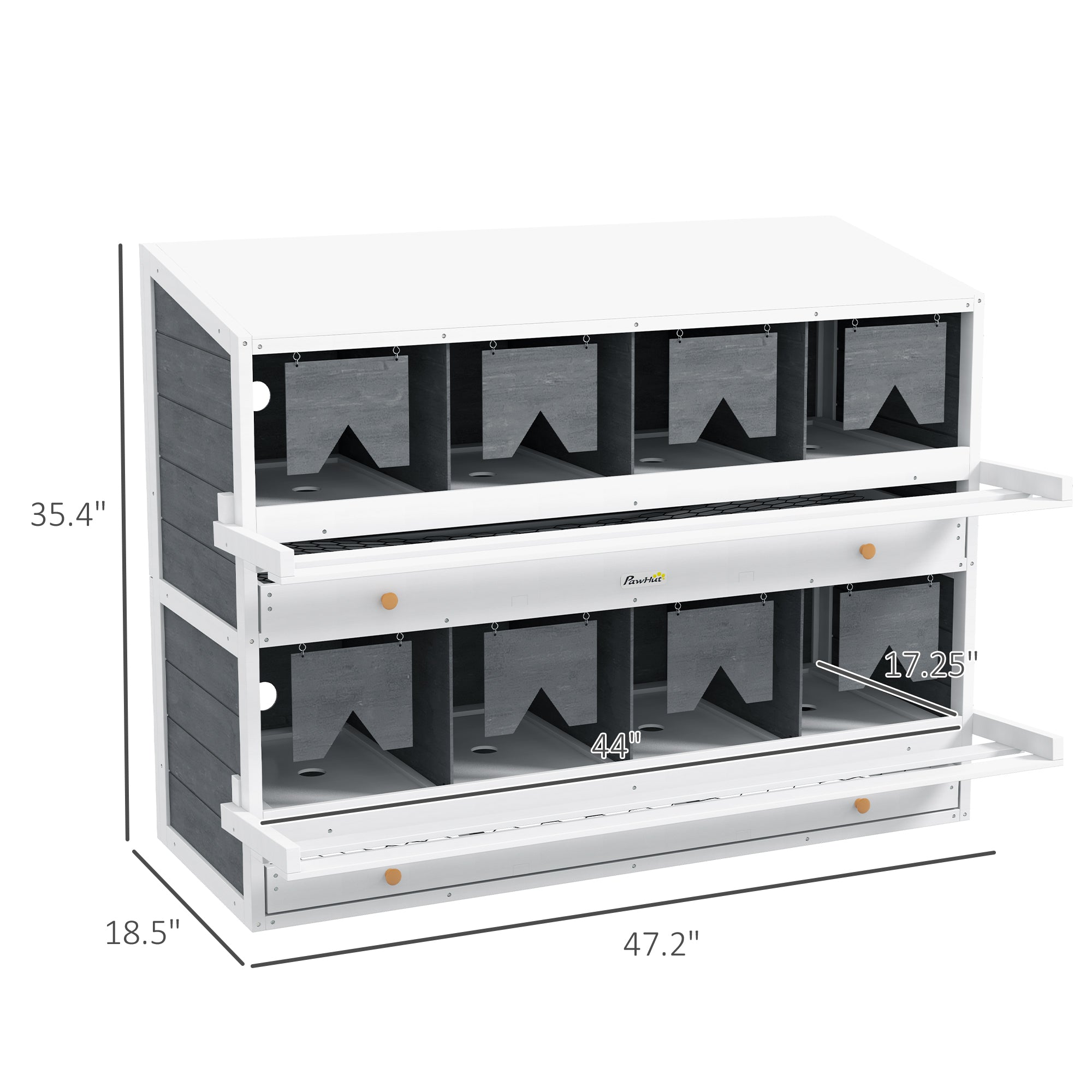 Chicken Nesting Box, 8 Compartment Wood Laying Boxes for Chicken Coop with Egg Collection Trays Perches for 16-32 Hens