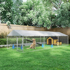 20' x 7.5' x 5' Dog Kennel Outdoor for Large Dogs with Waterproof Roof, Silver