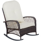 Outdoor PE Rattan Wicker Recliner Rocker Chair w/ Soft Cushion for Garden